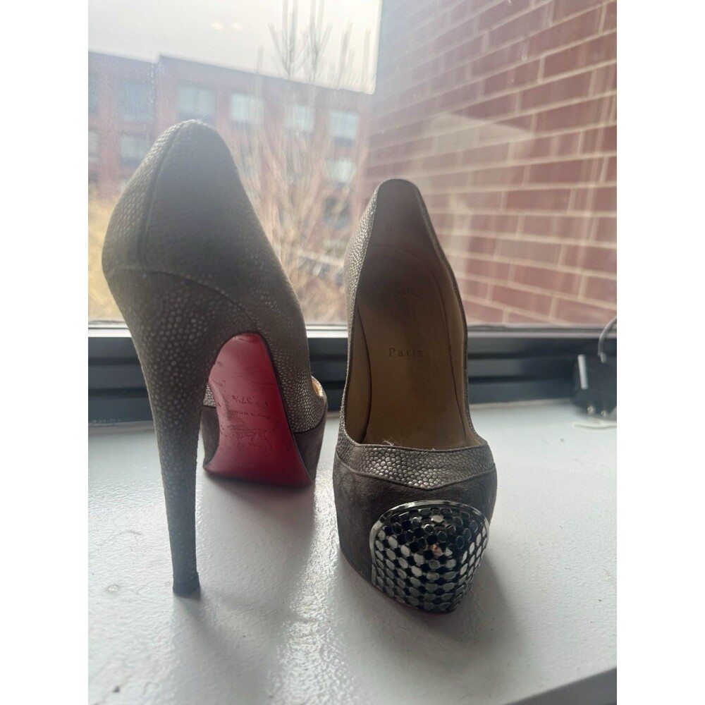 Christian Louboutin Maggie 140 Velours Calf Gray/Pewter - Picture 4 of 4